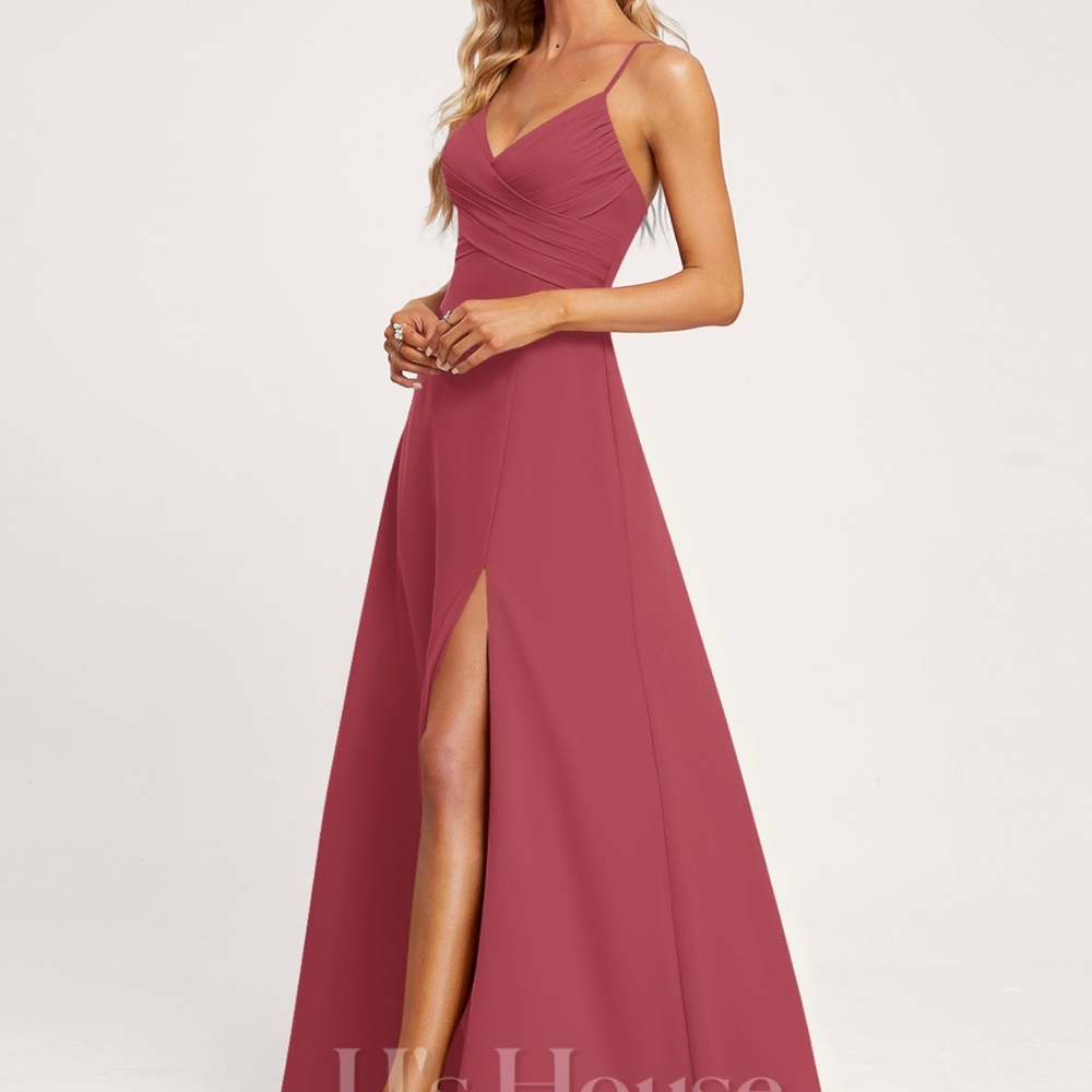 JJ’s House A-line floor length chiffon bridesmaid dress “Cinnamon Rose” Sz 10 - Picture 2 of 9